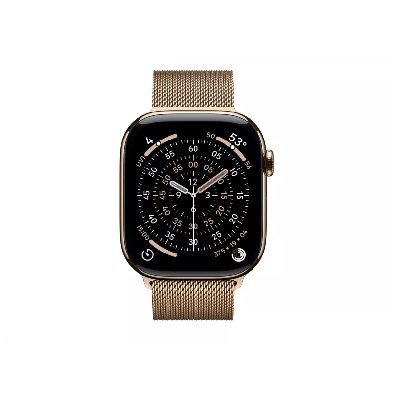 Apple Watch Series 11 GPS + Cellular 46mm Zelta titāna korpuss ar Zelta Milānas cilpu - S/M (MFD74ZR/A)
