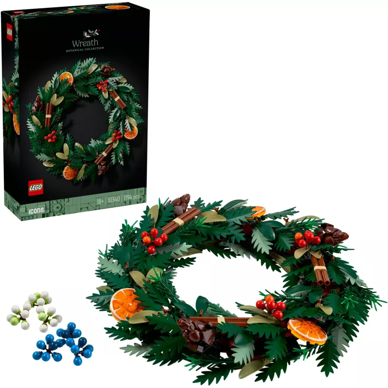 konstruēšanas rotaļlieta LEGO 10340 Icons Ziemassvētku vainags
