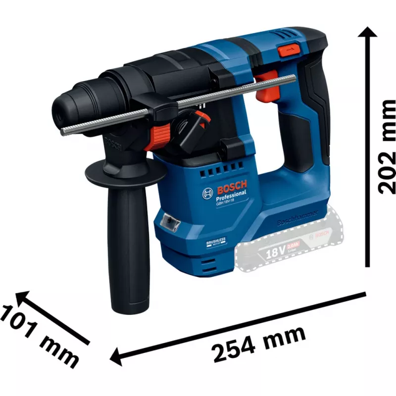 Akumulatora triecienurbis GBH 18V-18 Professional solo, 18V (zils/melns, bez akumulatora un lādētāja)
