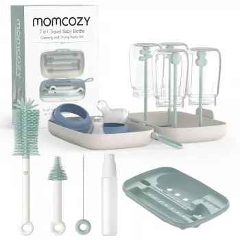 Momcozy 7 IN 1 Baby Bottle Brush Set Green