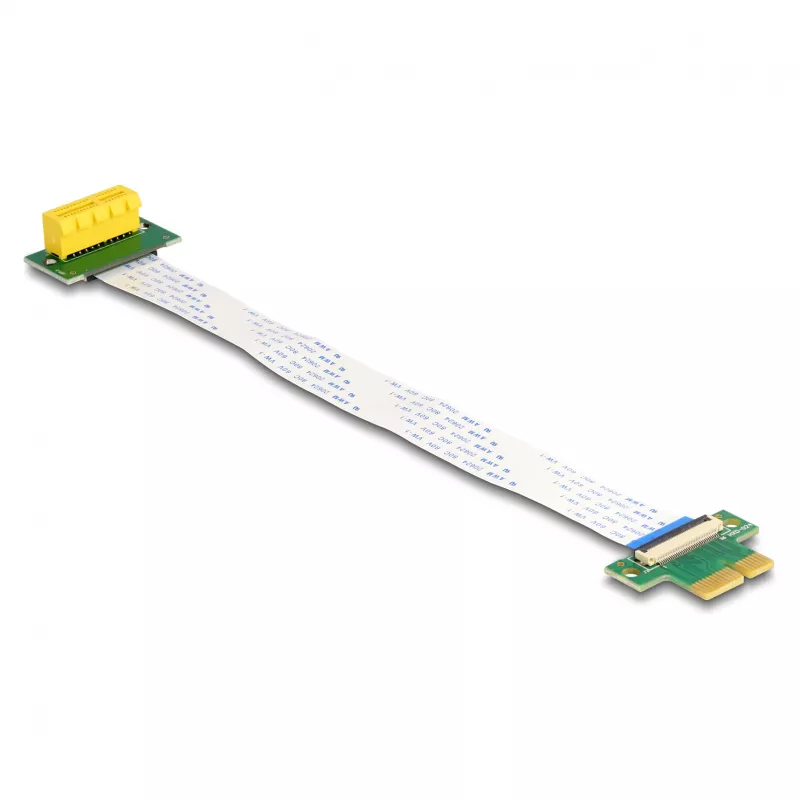 DeLOCK Riser Card PCI Express x1 vīriešu uz x1 slots 90° leņķī ar FPC kabeli 15 cm