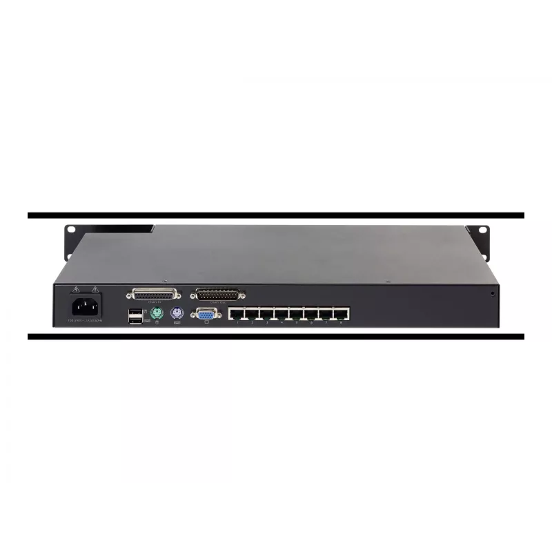 KVM slēdzis APC KVM0108A, 8 pieslēgvietu PS/2 VGA, 1U statne, 1600x1200, melna