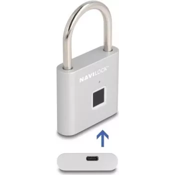 Piekaramā atslēga Navilock 20966 biometriskā pirksta nospieduma slēdzene, 75×45 mm, sudraba