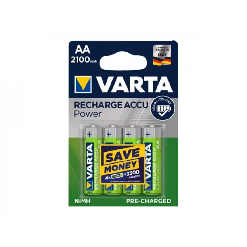 VARTA HR6 AA uzlādējamās baterijas Accu Power 2100 mAh 56706 4 gab. Zaļa, Dzeltena