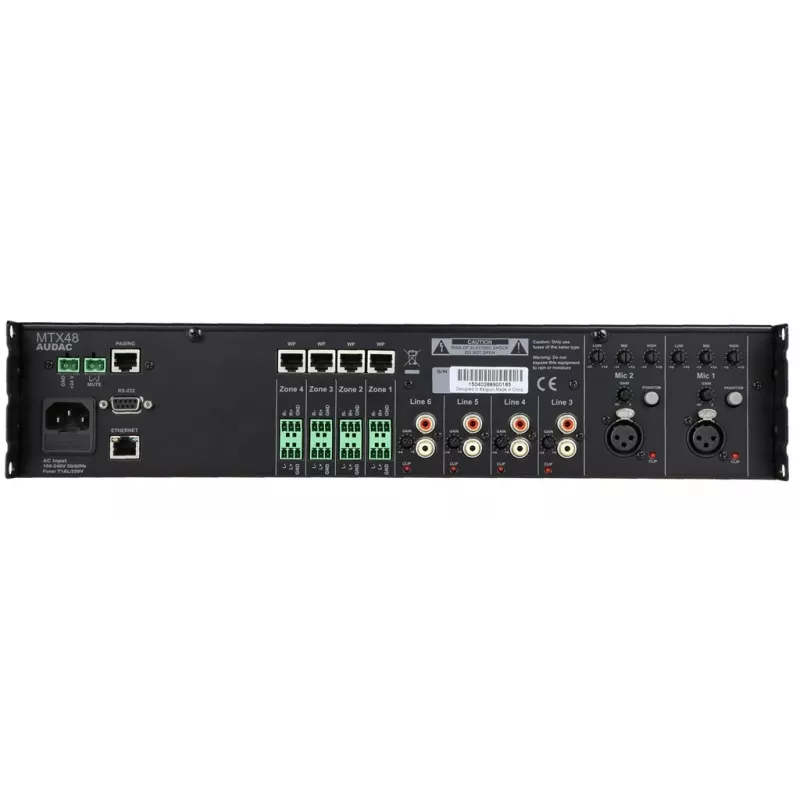 AUDAC MTX48 audio pastiprinātājs mājai Melns 80 dB SNR 20-20000 Hz