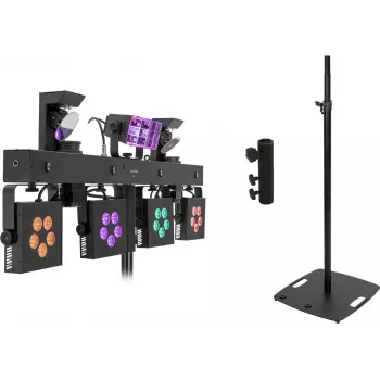 EUROLITE LED gaismu komplekts KLS Scan Pro Next Compact ar BPS-3 melnu skaļruņa statīvu