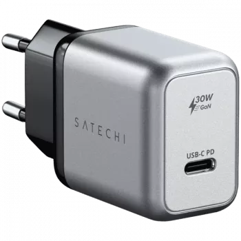 Mobilās ierīces lādētājs Satechi ST-UC30WCM-EU — Universāls iekštelpu maiņstrāvas lādētājs ar 1× USB-C, melns/sudraba