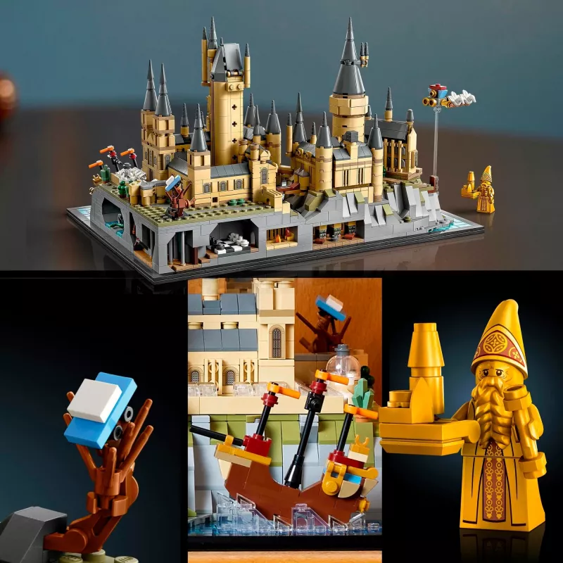LEGO 76419 Harry Potter Cūkkārpas pils un teritorijas liels komplekts pieaugušajiem, iekļaujot ikoniskas vietas: Lielā zāle, Noslēpumu kambaris un vēl citas