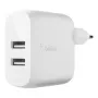 Belkin BOOST CHARGE - Barošanas bloks - 24 W - QC 3.0 - 2 izejas porti (USB) - Balts (WCB002VFWH)