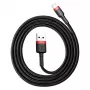 USB-A–Lightning kabelis Baseus Cafule 2.4A QC 3.0, 1 m — melns/sarkans