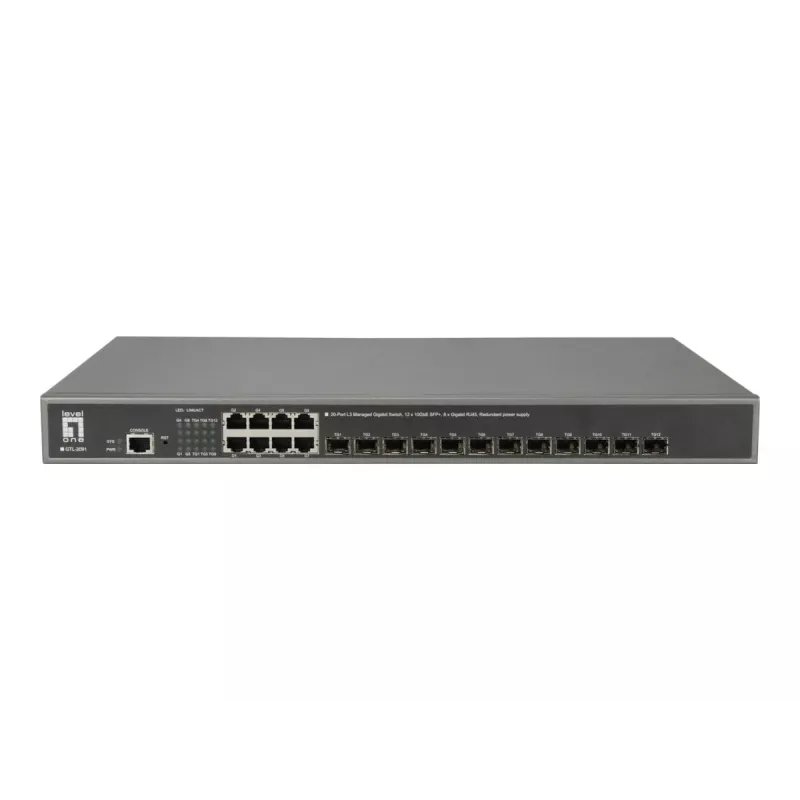 LevelOne GTL-2091 Pārvaldāms L3 Gigabitu Ethernet (10/100/1000) Pelēks