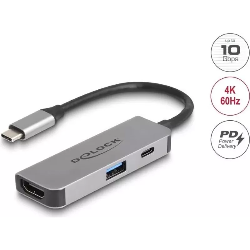 DeLOCK 61063 USB centrmezgls Type-C 10000 Mbit/s HDMI USB 3.2 Gen 1