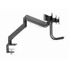 Galda monitora stiprinājums GEMBIRD MA-DA3-03, 3 sviras, gāzes atspere, VESA 75–100x100, atbalsta 3 displejus līdz 27 collām, maks. 18 kg, melns