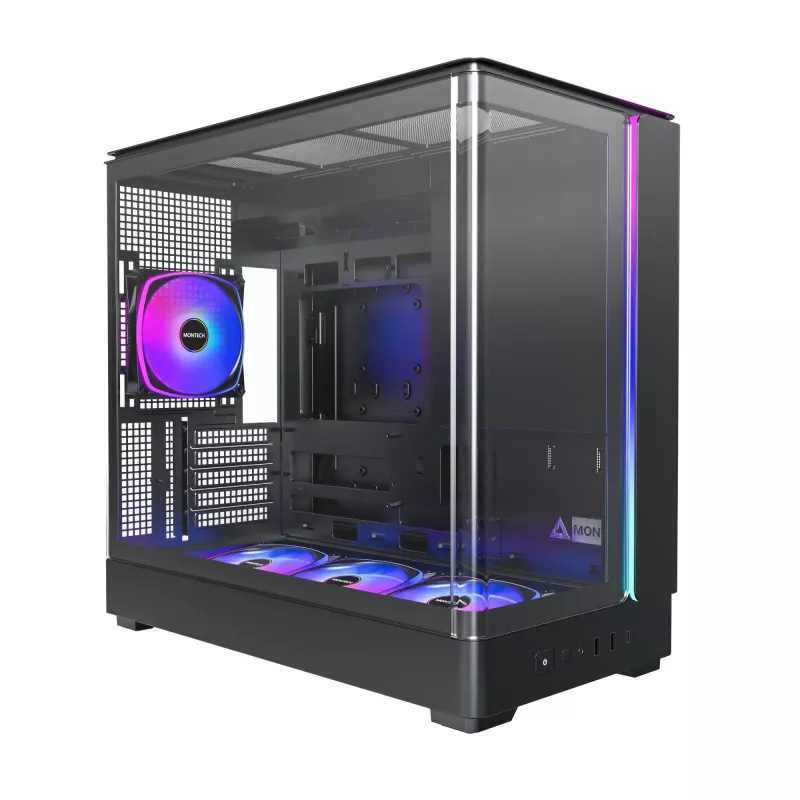 Datora korpuss Montech KING 15 PRO Melns — micro ATX / Mini-ITX midi tornis