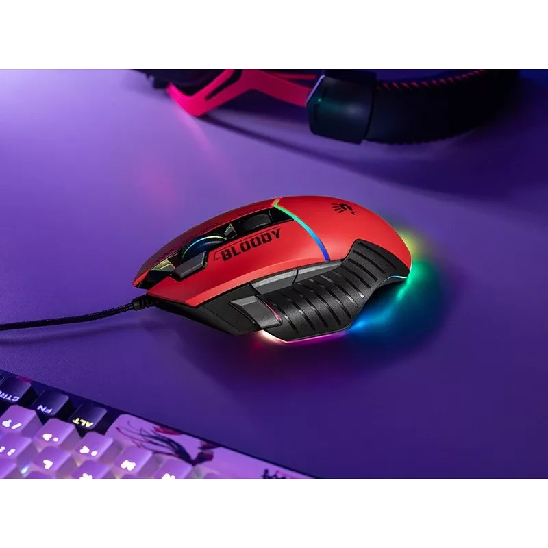 Spēļu pele A4Tech Bloody W95Max — labrocīga, vadu USB, 12000 DPI, 1 ms, 250 ips, 50M klikšķi, 146 g