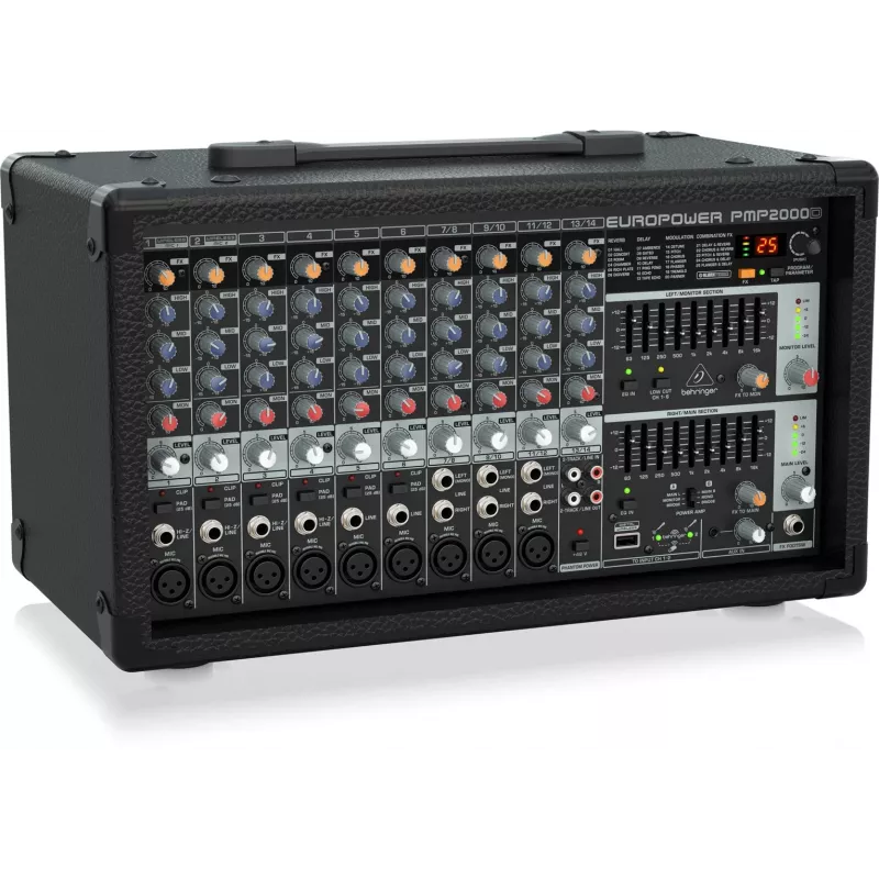 Behringer PMP2000D audio mikseris 14 kanāli 2000 W melns
