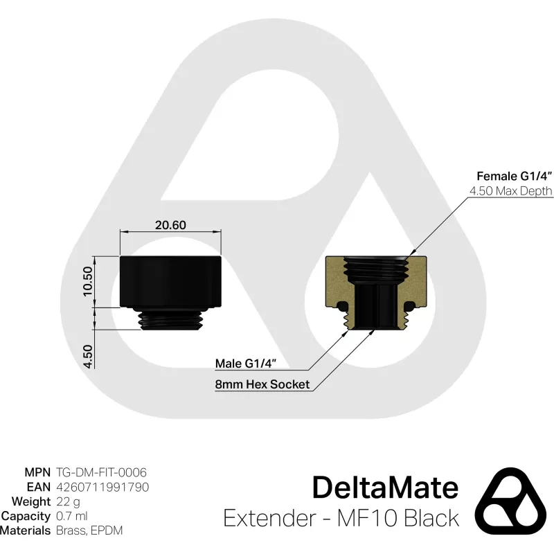 Thermal Grizzly DeltaMate Extender - MF10 melns (TG-DM-FIT-0006)