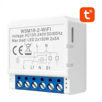 Viedā slēdža modulis Avatto WSM16-W2 WiFi tālvadība, vienkanāla relejs mājas automatizācijai