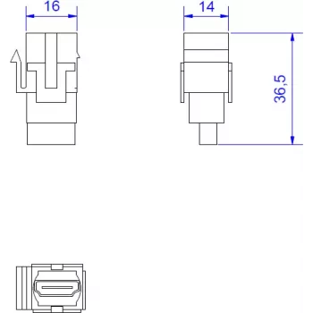 HDMI Keystone Jack Bachmann 918.0411 — HDMI 2.0 modulis keystone sienas platēm un paneļiem