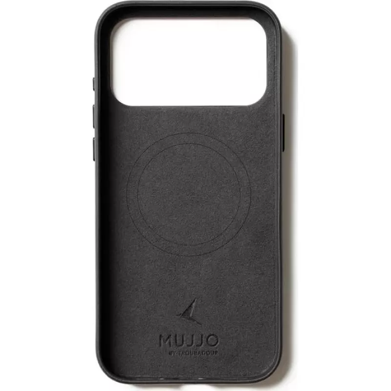 Mujjo Full Leather Case vāciņš priekš iPhone 17 Pro Max Melns