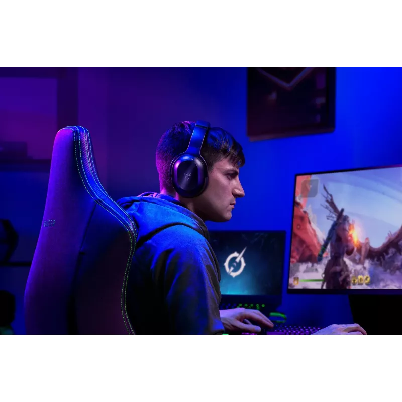 Razer Barracuda Pro austiņas ar vadu un bezvadu, galvas saite, spēlēm, USB Type-C, Bluetooth, melnas