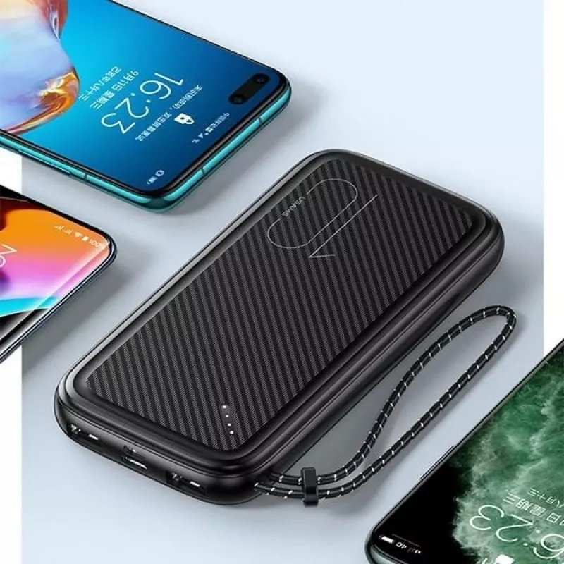 Pārnēsājams ārējais akumulators USAMS PB56 10000mAh 2xUSB / USB-C / MicroUSB ātrā uzlāde