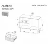 Kumode Cama Meble ALMERA 104x42x75 cm, riekstkoka/kašmira krāsā, 3 atvilktnes, skaidu plāksne