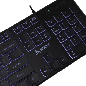 Vadu USB tastatūra SBOX K-22 US Melns — ASV izkārtojums, melna, vadu USB savienojums