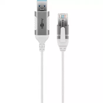 Goobay USB-A 3.0 uz RJ45 tīkla kabelis plāns 5 m - savieno maršrutētāju, modemu vai (74381)