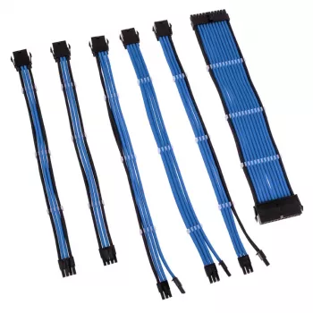 Pīta kabeļa pagarinātāju komplekts Kolink Core Adept — 20+4pin, 8pin, 4+4pin, 3×6+2pin, zils, PET apvalks
