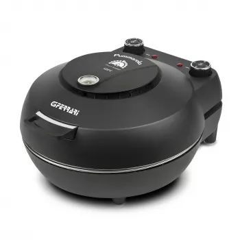 Picas krāsns G3FERRARI Pummarola — galda elektriskā krāsns, 1200 W, maks. Ø 28–31 cm, akmens cepšanas virsma, melna/sudrabota