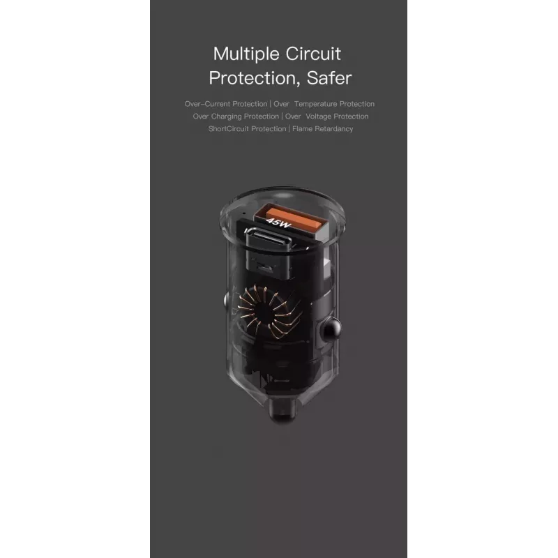 Auto lādētājs Orsen C8 45W — 45 W USB-C PD ātrā uzlāde, melns