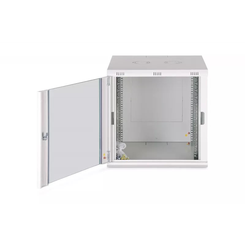 Sienas stiprinājuma skapis DIGITUS Dynamic-N 12U 600x600 mm IP20, atslēgas slēdzene, kabeļu pārvaldība, ne samontēts