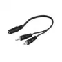 Wentronic Goobay 3,5 mm ligzdas adaptera kabelis, melns, 0,2 m - ligzda 3,5 mm (3 kontaktu, stereo) > 2x spraudnis 3,5 mm (2 kontaktu, mono) (50472)