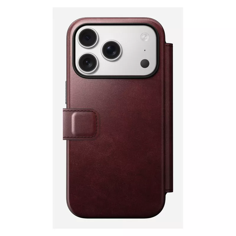 Mobilā tālruņa vāciņš Nomad Modern Leather Folio priekš Apple iPhone 17 Pro, 6,3 collas (16 cm), ādas, bordo