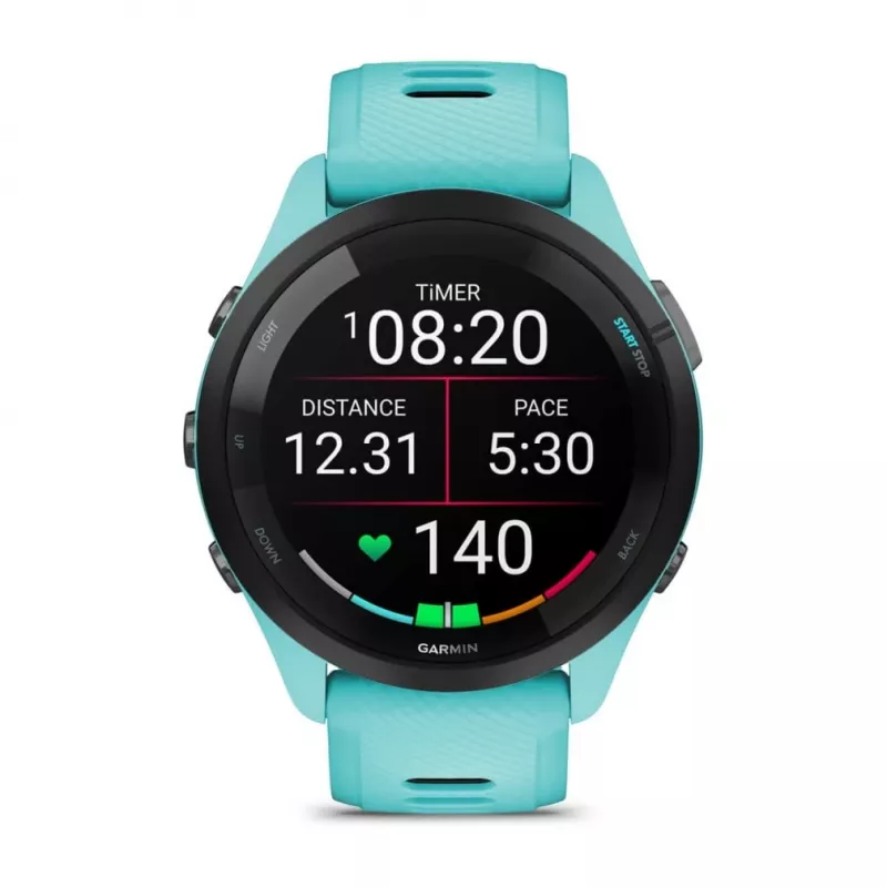 Garmin Forerunner 265 3,3 cm (1,3) AMOLED 46 mm Digitāls 416 x 416 pikseļi Skārienekrāns Melns, Zils Wi-Fi GPS (satelīts)