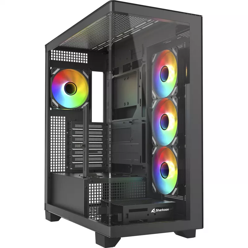 ELITE SHARK CA500, torņa korpuss melns, rūdīts stikls x 2