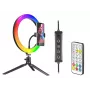 Gredzena lampa RGB 26cm ar statīvu