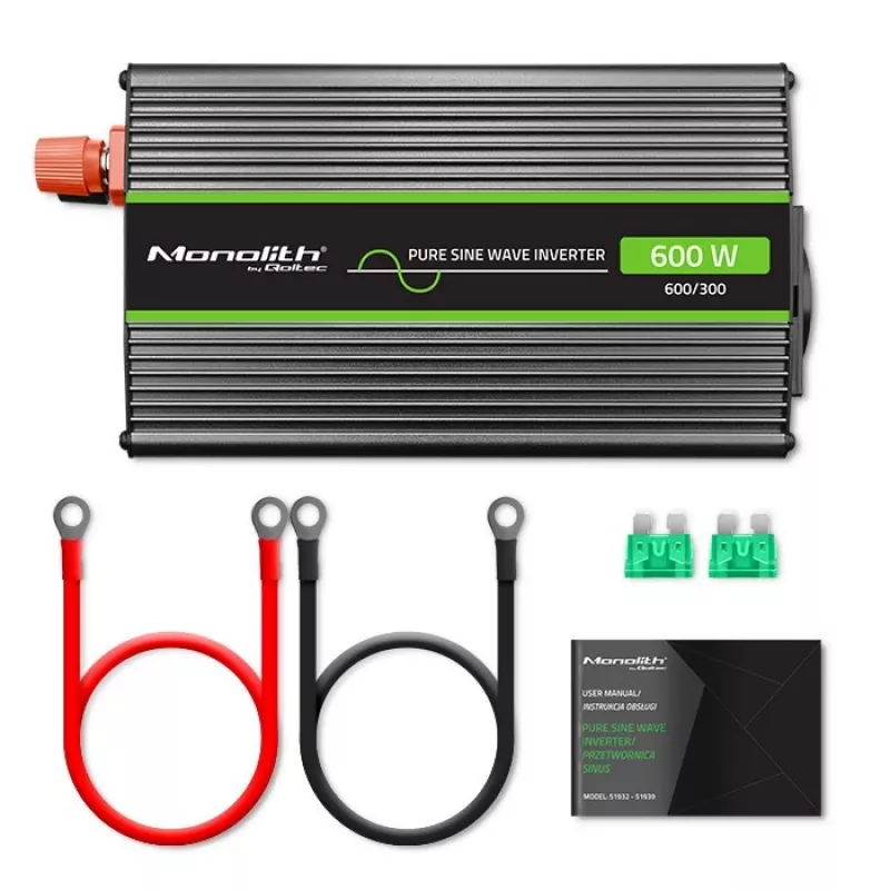 Qoltec Monolith tīkla adaptera invertors Auto 600 W 12 V