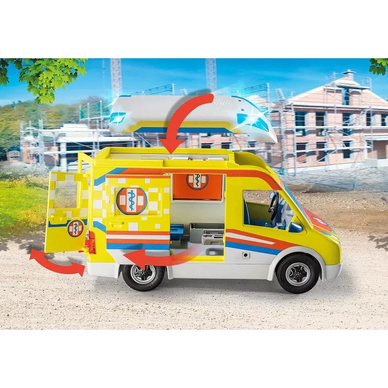 Playmobil 71202 City Life ātrā palīdzība ar gaismām un skaņu rotaļu komplekts, piemērots vecumam 4+ atsevišķi