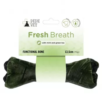 Funkcionāls suņu kārums PAKA ZWIERZAKA Pepe Vet Bone Fresh Breath, košļājams liellopa gaļas kārums, 70 g, bez graudiem, pieaugušiem suņiem