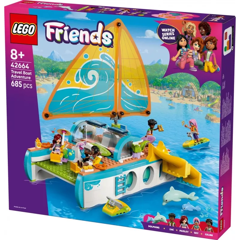 LEGO Friends spēļu komplekts Ceļojumu laivas piedzīvojums 42664 — 685 detaļas, 4 mini-lelles, vecumam 8+, 260×190×320 mm