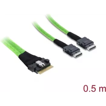 Iekšējais PCIe 4.0 kabelis DELOCK plāns SAS SFF-8654 8i uz 2× OCuLink SFF-8611 4i 0,5 m