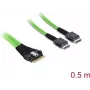 Iekšējais PCIe 4.0 kabelis DELOCK plāns SAS SFF-8654 8i uz 2× OCuLink SFF-8611 4i 0,5 m