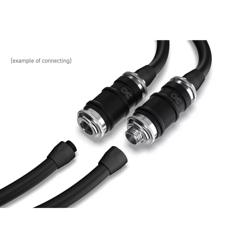 Ātrā atvienošanas savienotājs Alphacool ES BLH1A Push-in Female AG Chrome Melns Matte