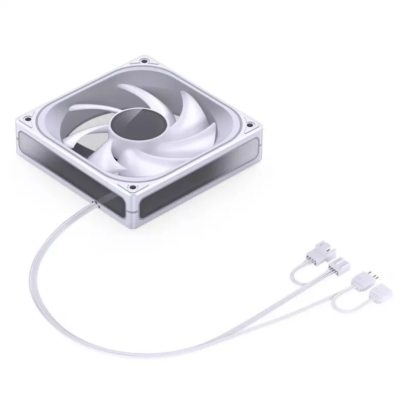 120 mm PWM ARGB dzesēšanas ventilators Jonsbo ZA-120 balts — modelis ZA-120W, PWM vadība, ARGB apgaismojums