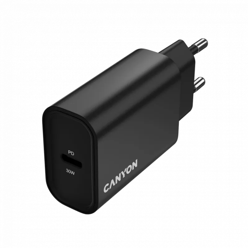 Sienas lādētājs CANYON OnCharge 30CL 30W PD 1 ports ES spraudnis melns