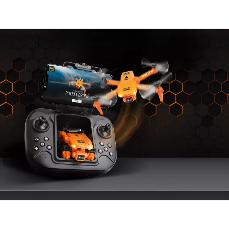 RC kvadrokopters REVELL Pocket Drone 23810 — 2,4 GHz, 4 kanālu tālvadība