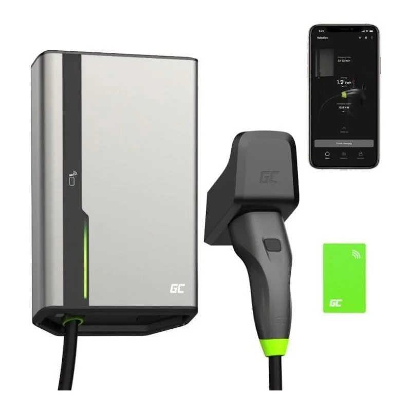 Wallbox zaļa Cell GC EVGC021B2250 3.6-22 KW 5m NFC pelēks alumīnijs