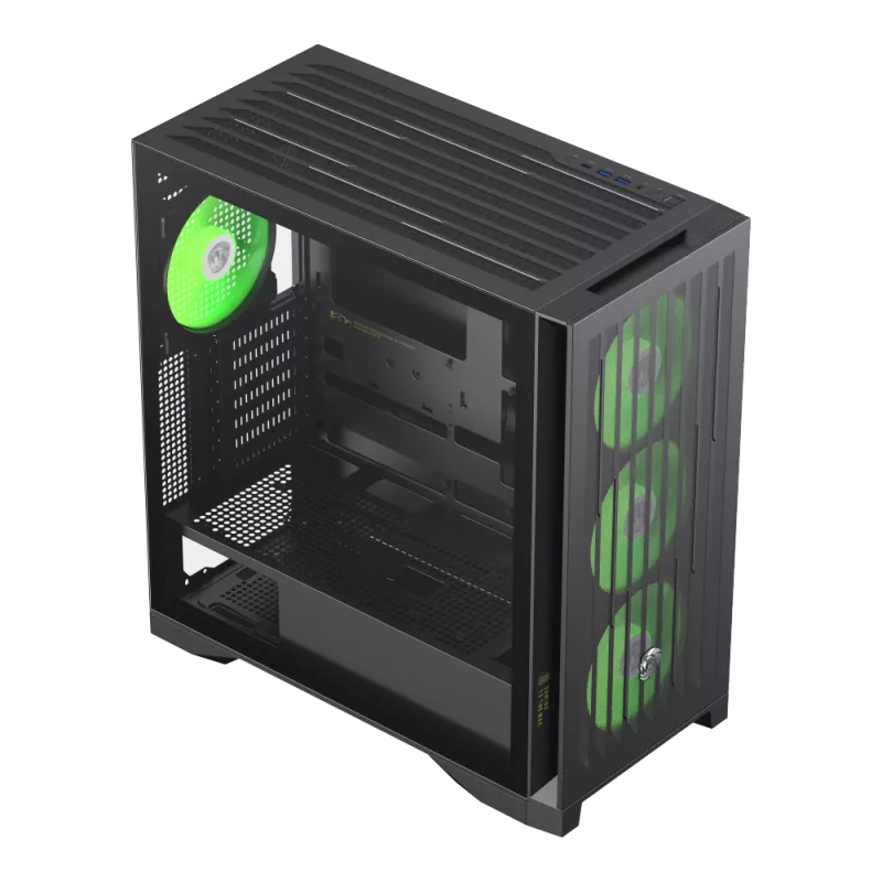 Gamemax korpuss | LEADER 2 BK | Melns | E-ATX | Barošanas bloks nav iekļauts